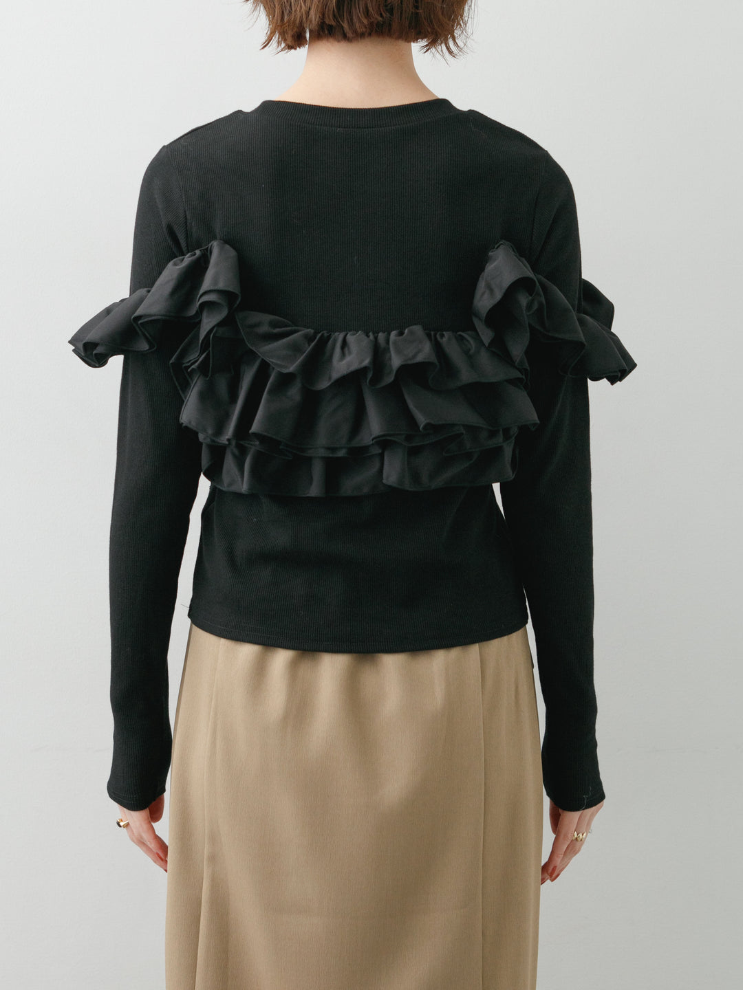 [予約]カットリブマルチWAYトップス/black