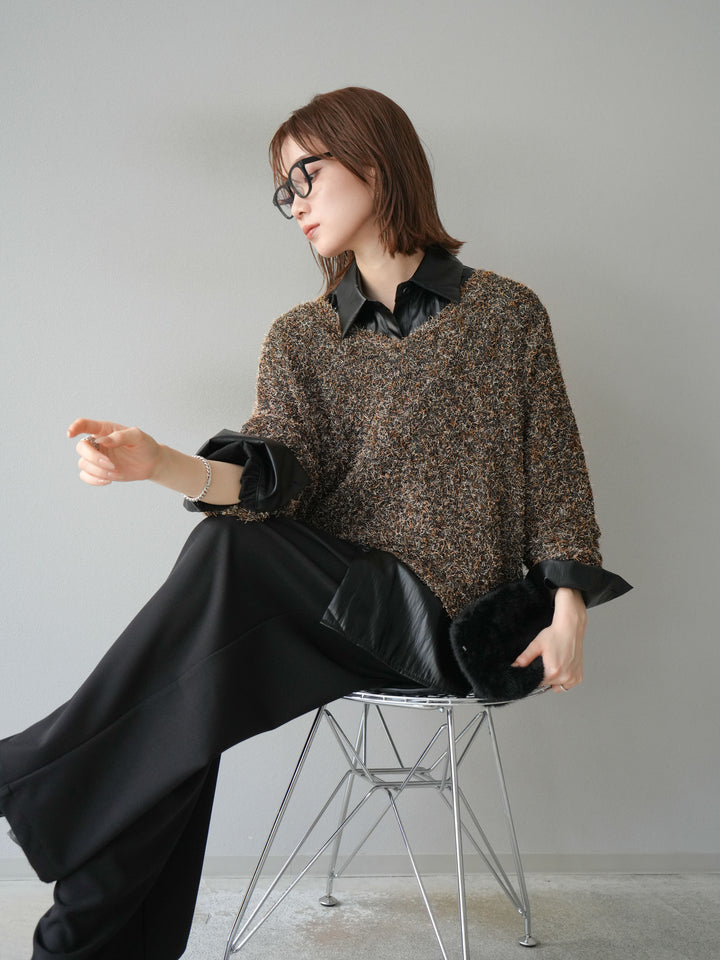 [予約]フェイクレザーシャツ/ブラック