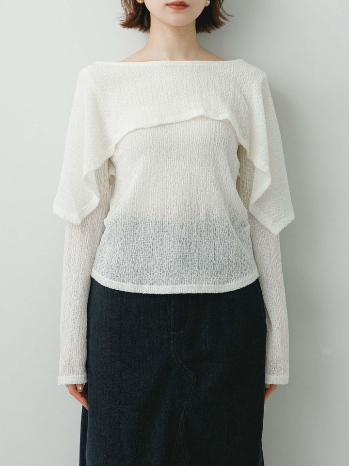 [予約]レースケープデザイントップス/beige