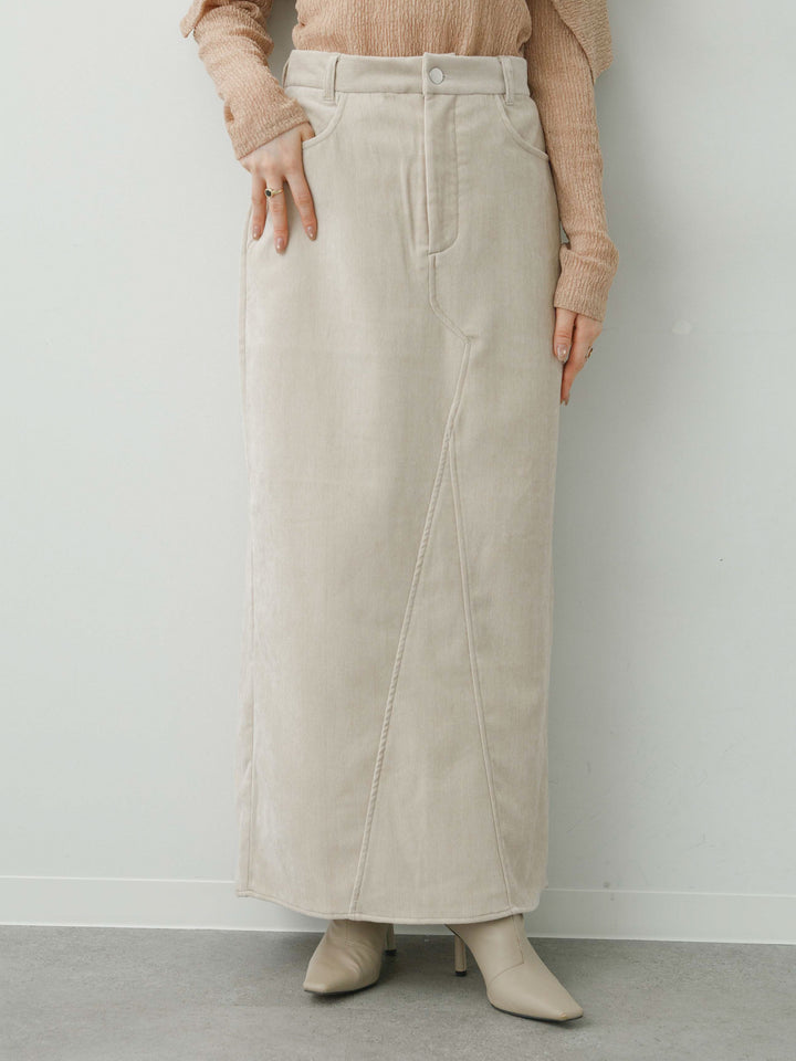 [予約]ベロアデニムIラインスカート/ivory