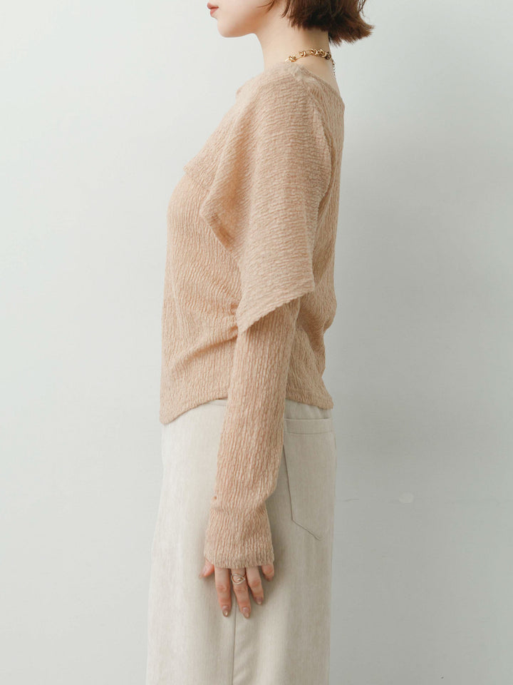 [予約]レースケープデザイントップス/pinkbeige