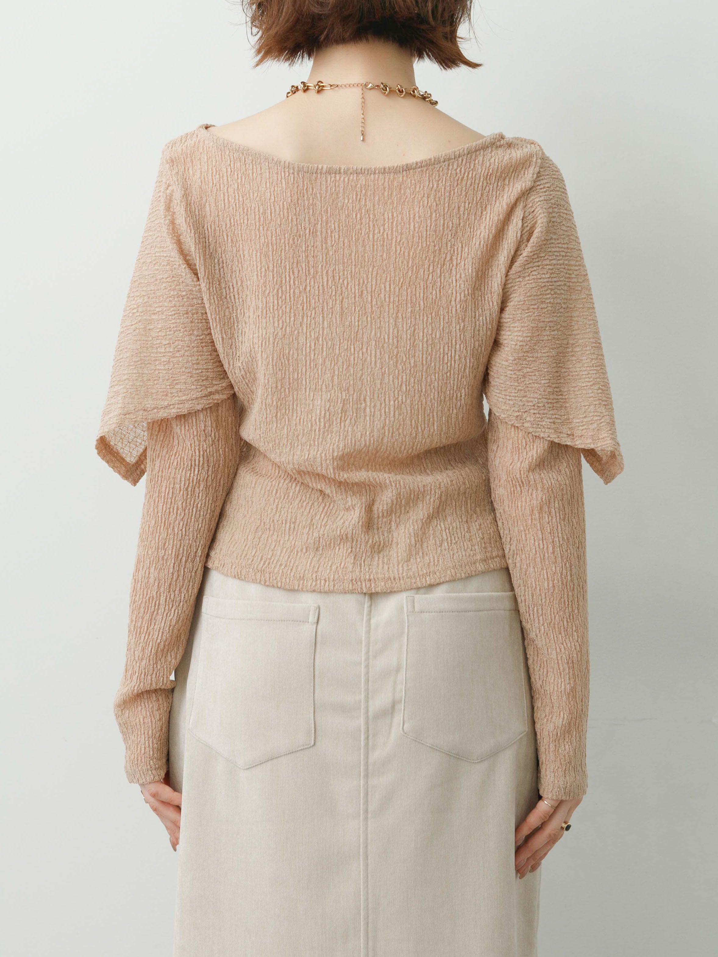 【新品】VIVIENNE TAM ケミカルレース ケープ ストール Beige 予約]レースケープデザイントップス/pinkbeige – Lumier