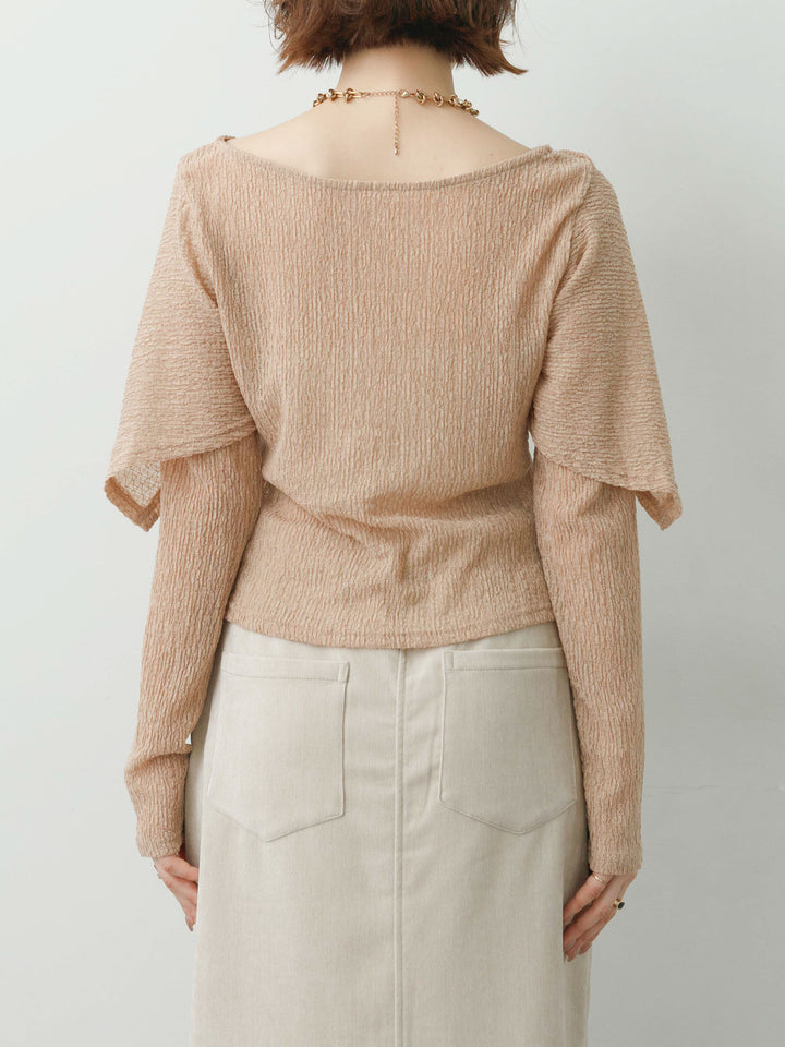 [予約]レースケープデザイントップス/pinkbeige