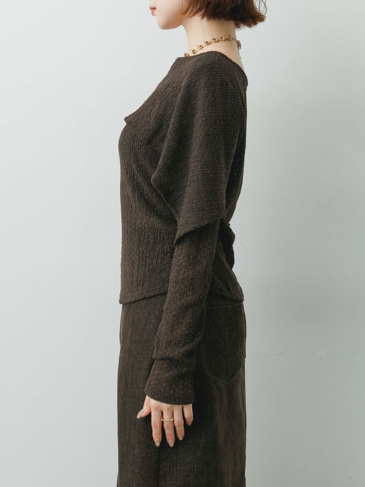 [予約]レースケープデザイントップス/brown