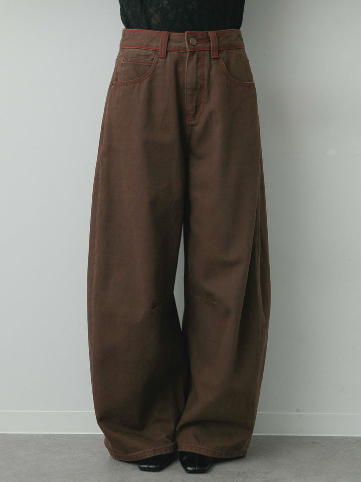 [予約]カラーステッチワイドパンツ/brown