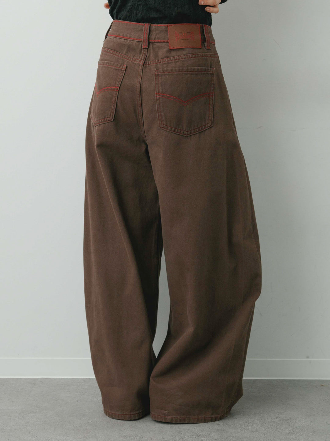 [予約]カラーステッチワイドパンツ/brown