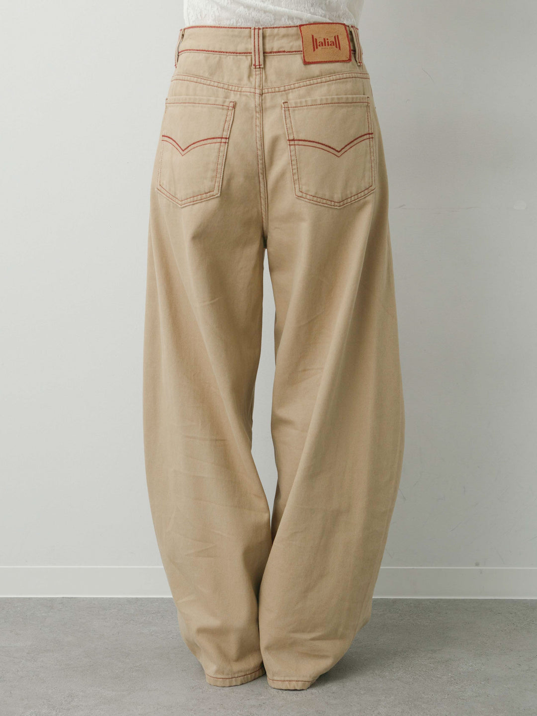 [予約]カラーステッチワイドパンツ/beige