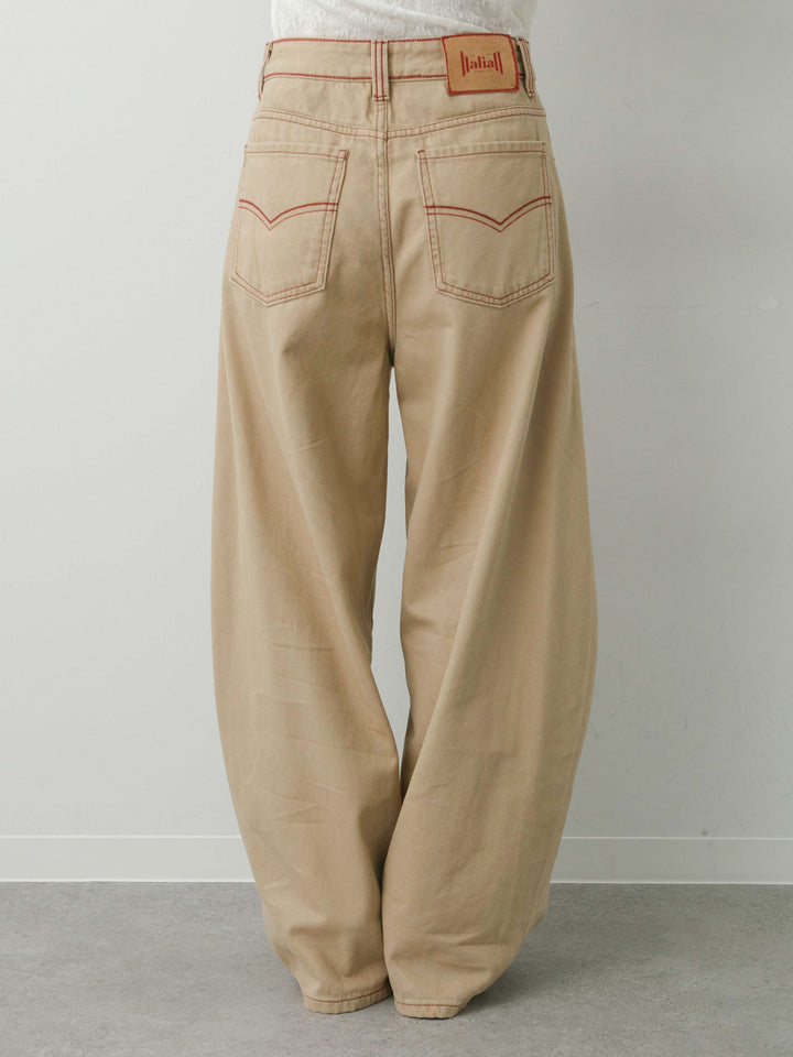 [予約]カラーステッチワイドパンツ/beige