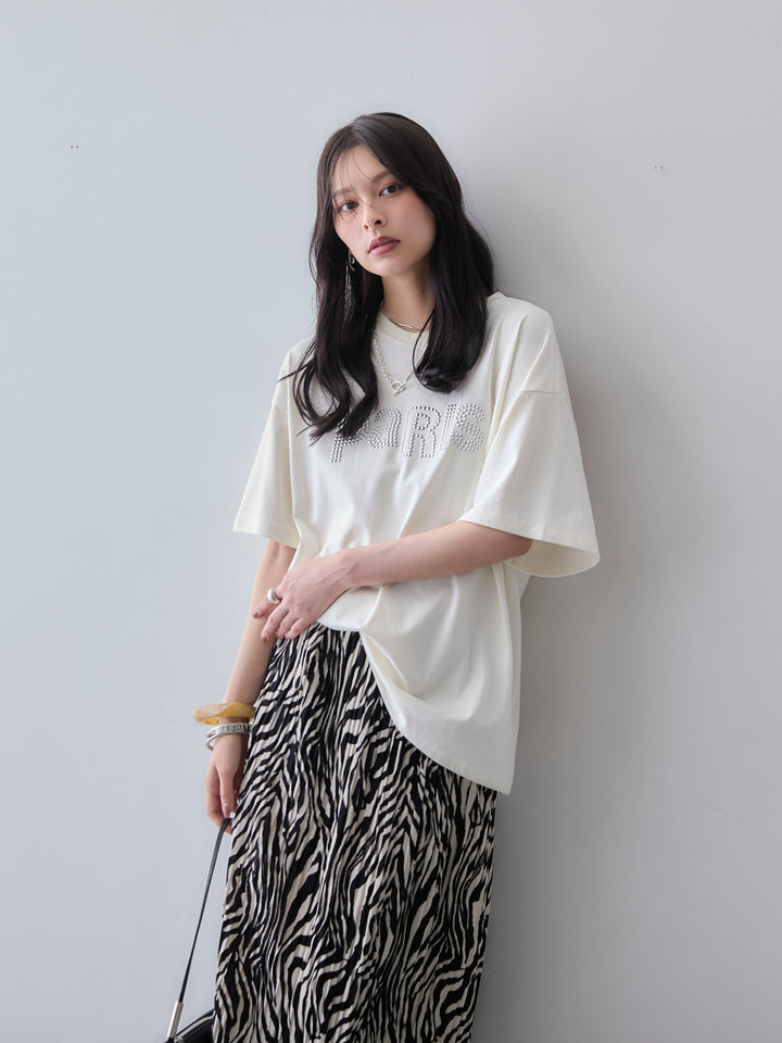 [SET]スタッズロゴTEE+プリントプリーツスカート(2set)