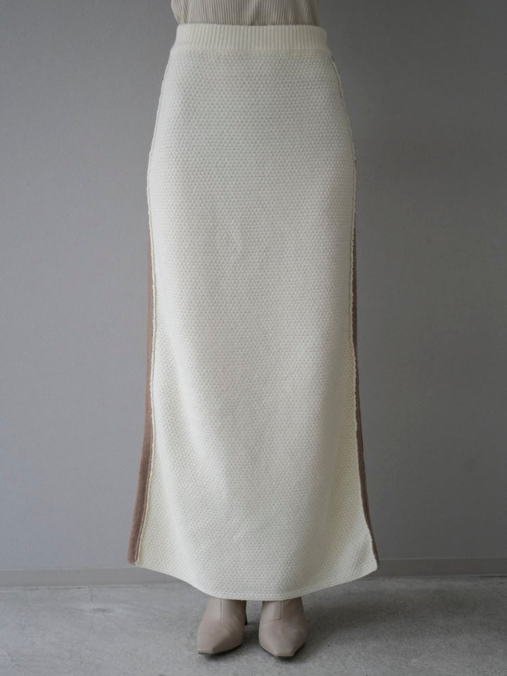 [Pre-order] Color-coordinated knit I-line skirt/ivory
