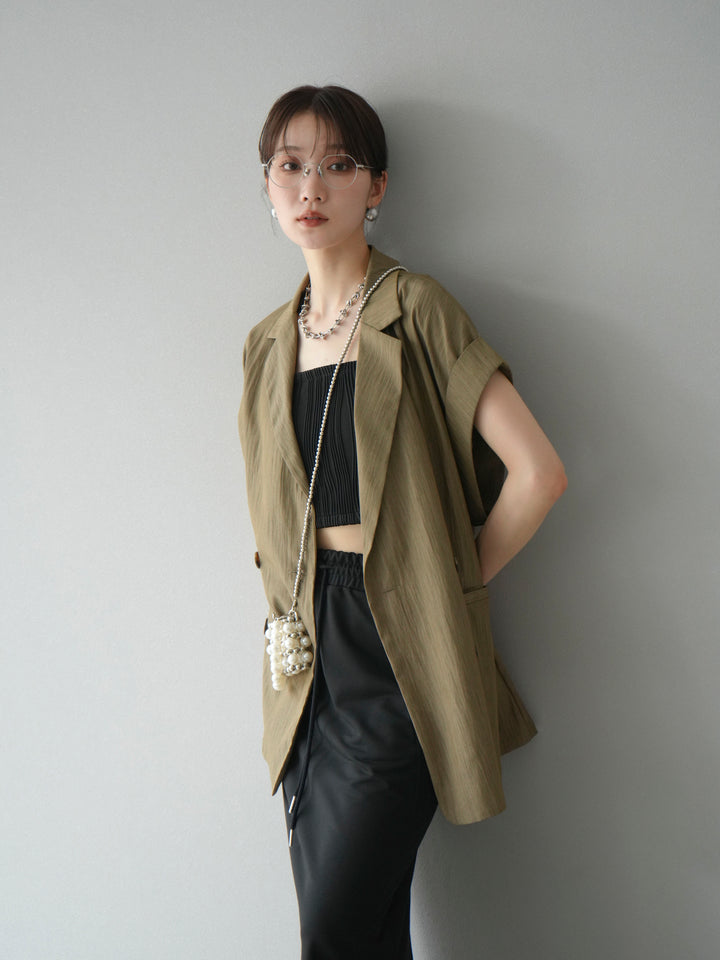 [SET]リネンライクノースリーブダブルジレ+選べるアクセセット(2set)