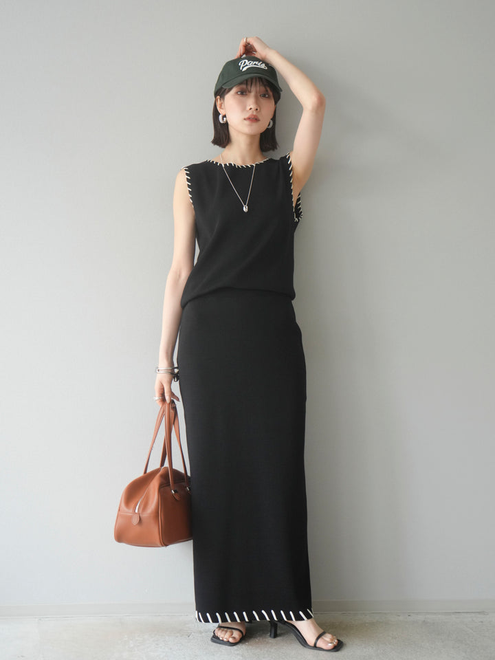 [SET] 亞麻手織套頭衫 + 亞麻手織緊身裙 (2 件套)