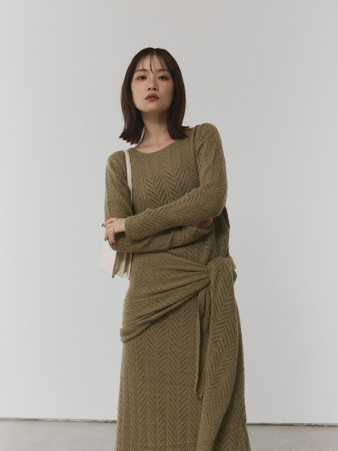 【Allure】[SET]透かし編みニットトップス＆スカート3SET+透かし編みニットトップス＆スカート3SET(2set)