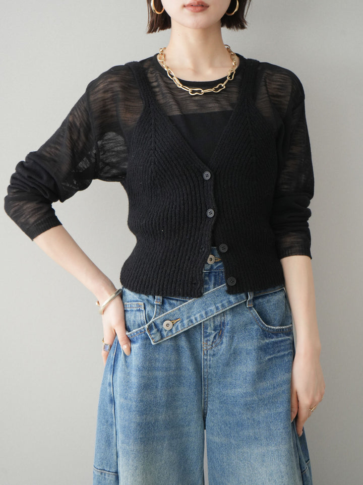 [予約]ビスチェアンサンブルシアーニット/black