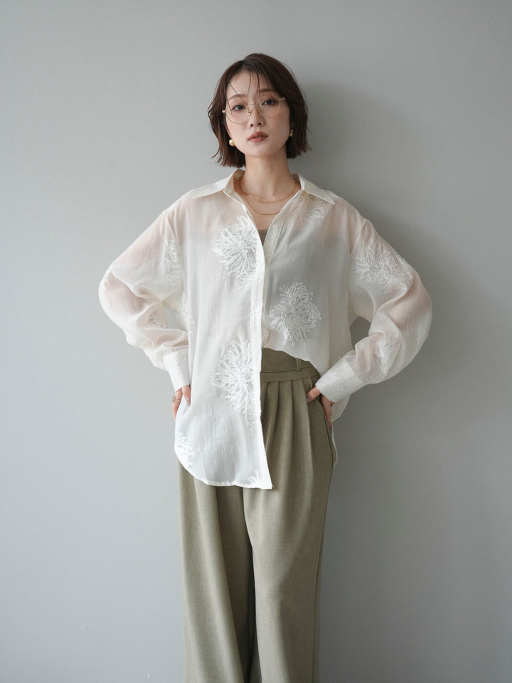 [予約]シアーエンブロイダリーシャツ/ivory