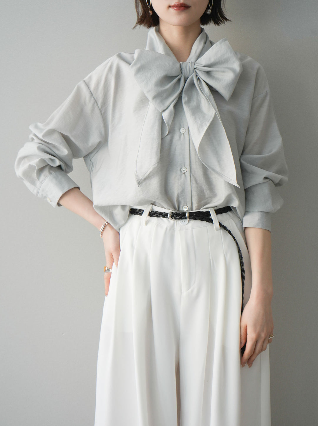 [SET]シアーボウタイブラウス+シアーボウタイブラウス(2set)