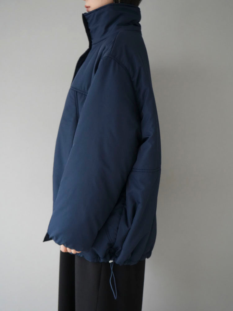 予約]スタンドネック中綿ビッグジャケット/ネイビー – Lumier