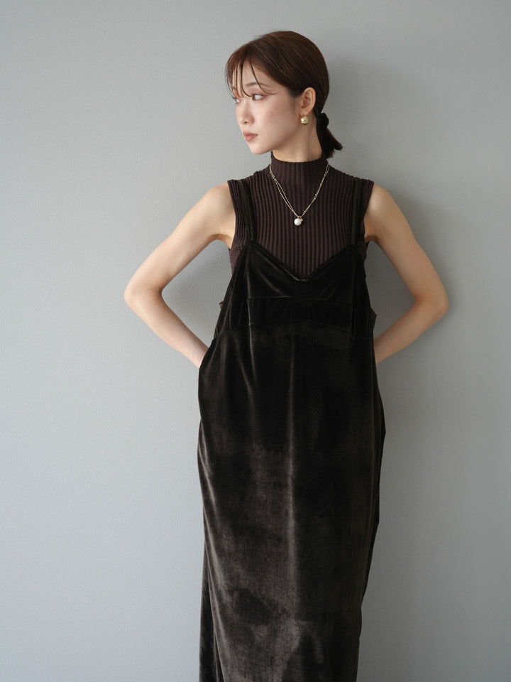 [予約]ベロアビスチェキャミワンピース/ブラウン