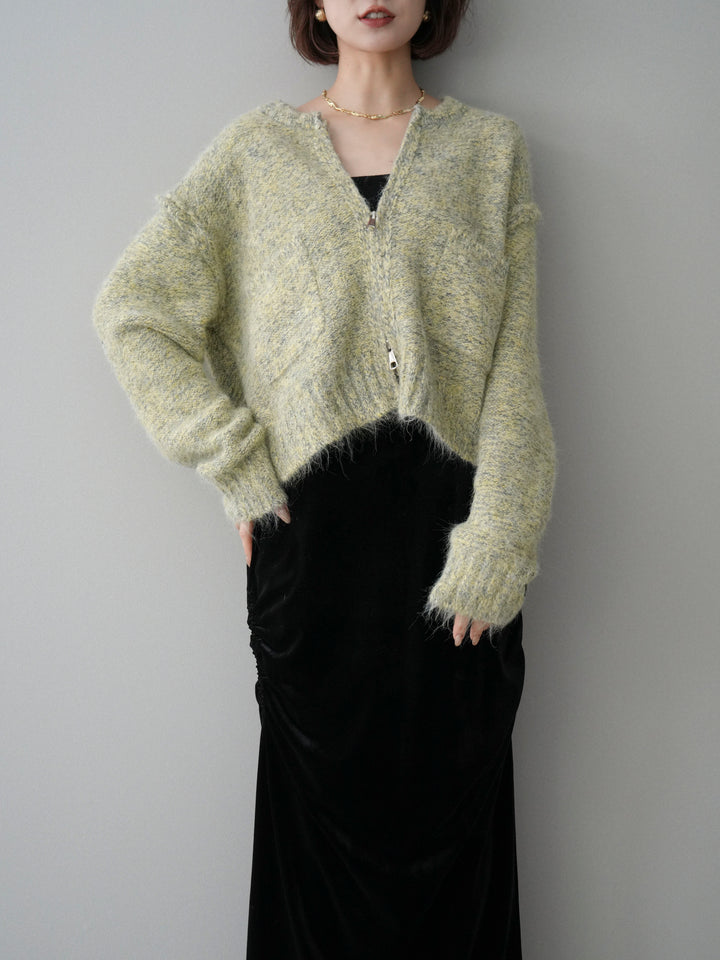 [SET]ミックスヤーンダブルZIPニットカーディガン+ミックスヤーンダブルZIPニットカーディガン(2set)