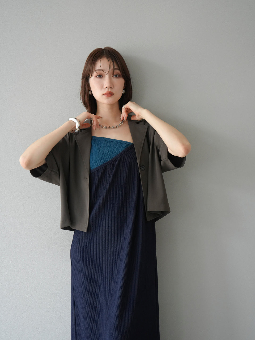 [予約]ハーフショートジャケット/チャコール