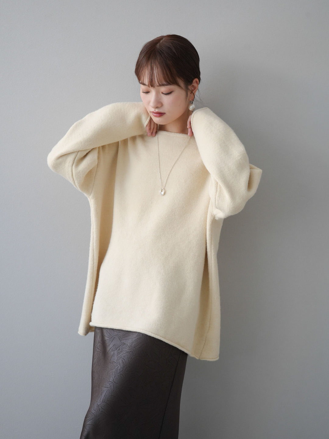 [預訂] 基本款針織套頭衫/米色