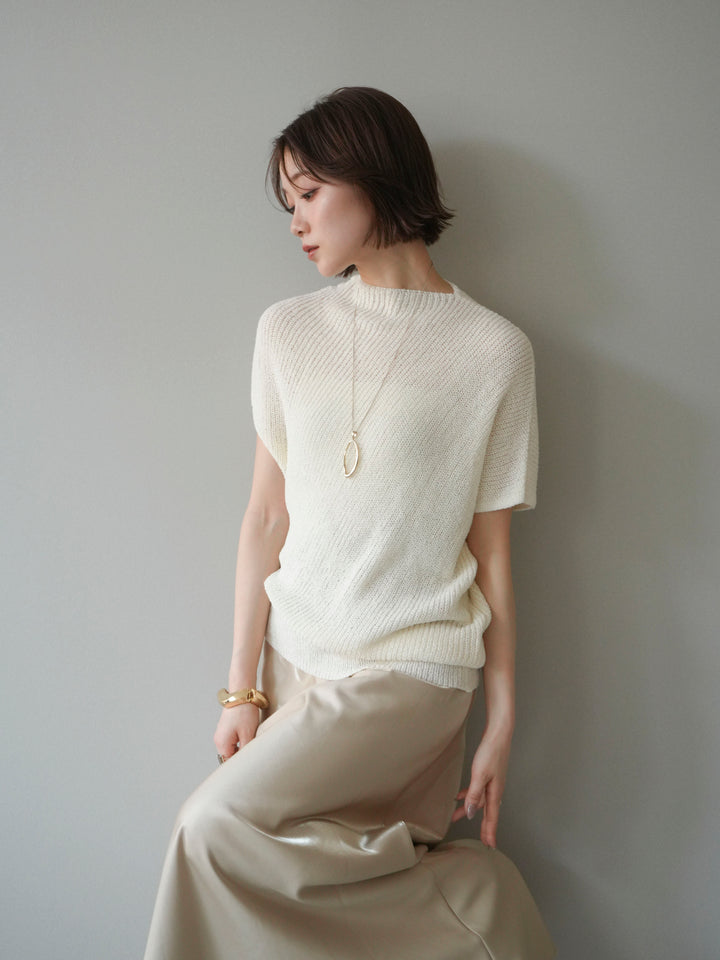 [予約]アシンメトリーローゲージニットトップス/ivory