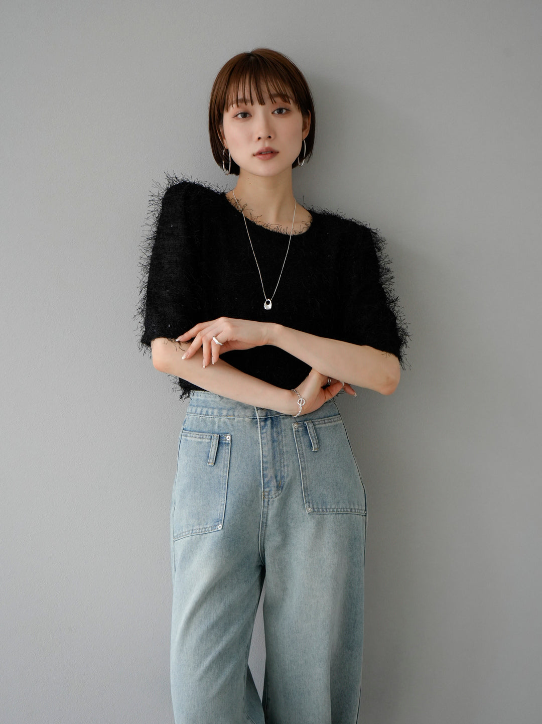 [Pre-order] Sheer fringe top/black