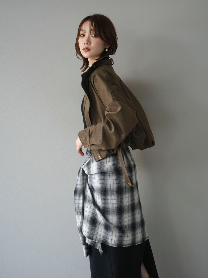 [予約]スエードバルーンショートブルゾン/khaki