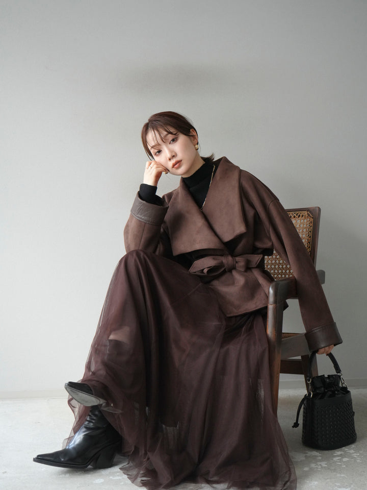 [予約]スウェードショートガウン/ブラウン