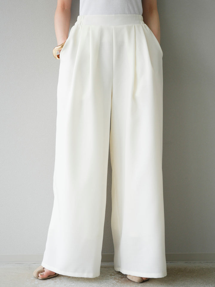 [予約]リネンライクイージーワイドパンツ/アイボリー