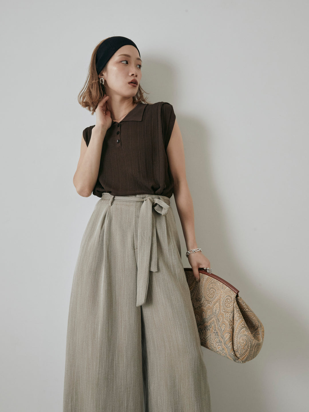 [予約]ランダムリブポロニットベスト/ブラウン