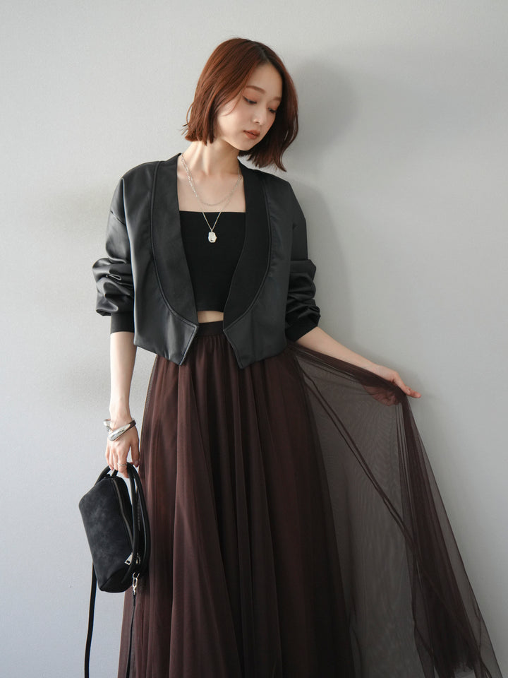 [予約]レザーバルーンボレロ/ブラック