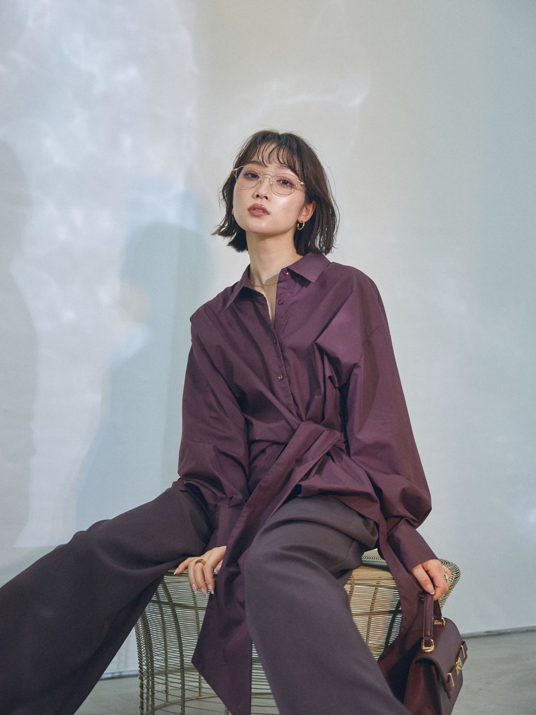 【Allure】[SET]ウエストアシメリボンシャツ+ウエストアシメリボンシャツ(2set)