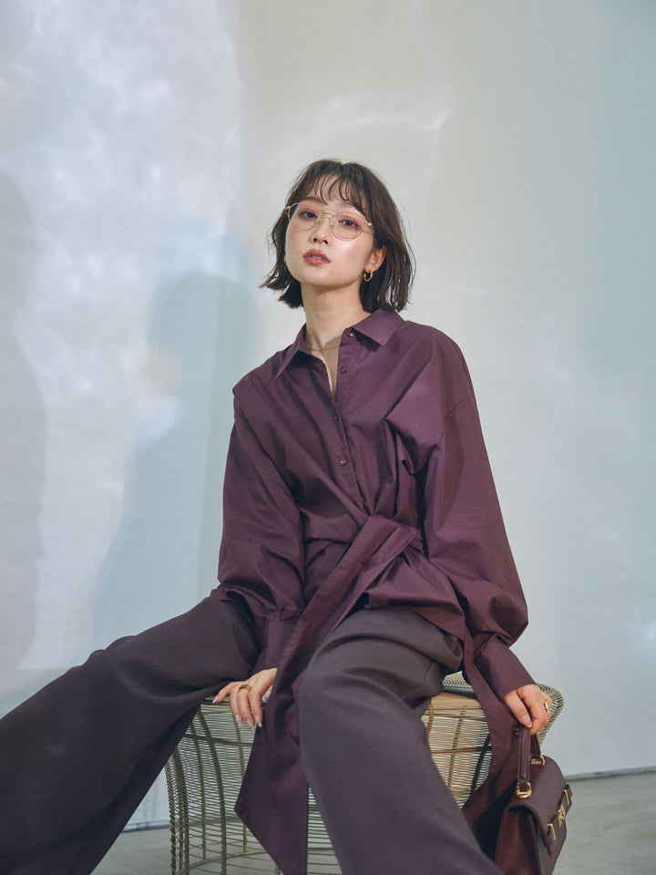 【Allure】[SET]ウエストアシメリボンシャツ+ウエストアシメリボンシャツ(2set)