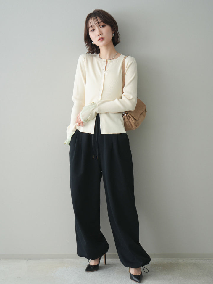 [予約]裾ドロストタックスウェットパンツ/black