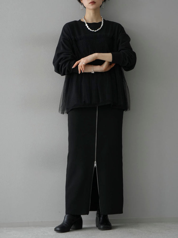 [Pre-order] Tulle Docking Fleece Pullover/Black