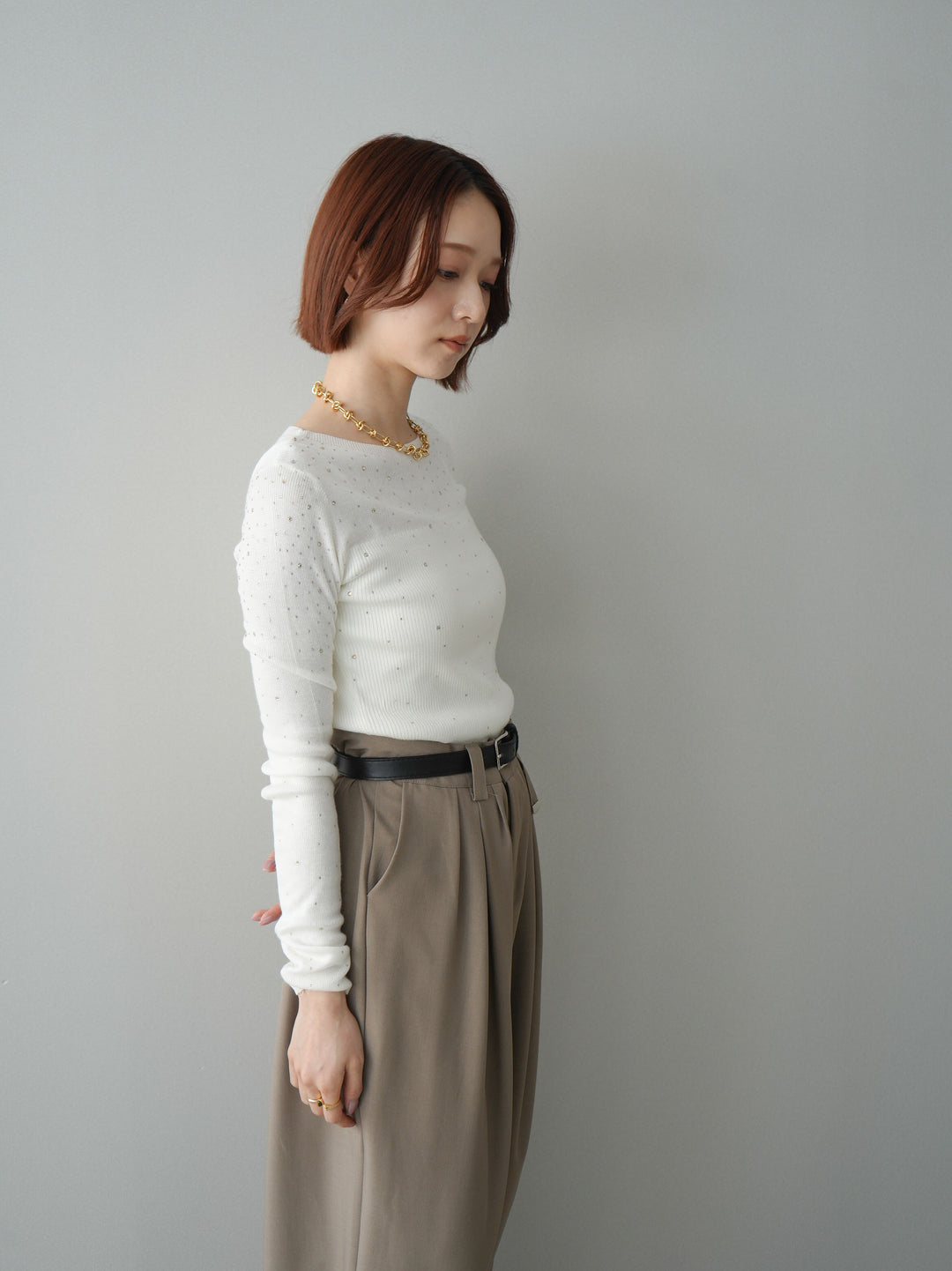 [SET]スパンコールシアーニットトップス+スパンコールシアーニットトップス(2set)