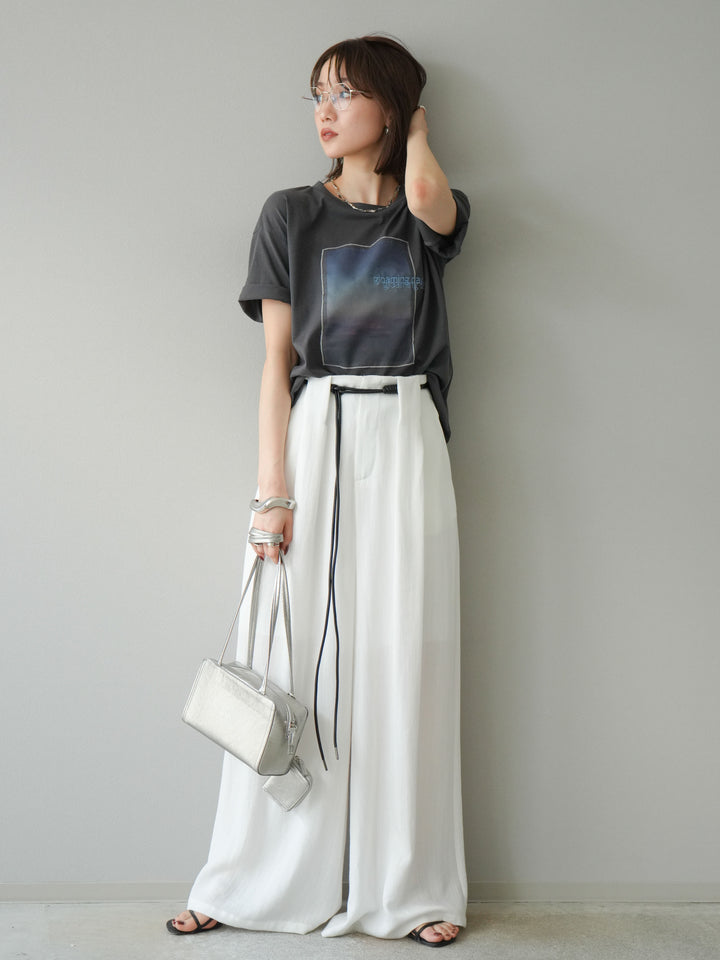 [予約]ロープデザインベルトリネンタッチワイドパンツ/オフ