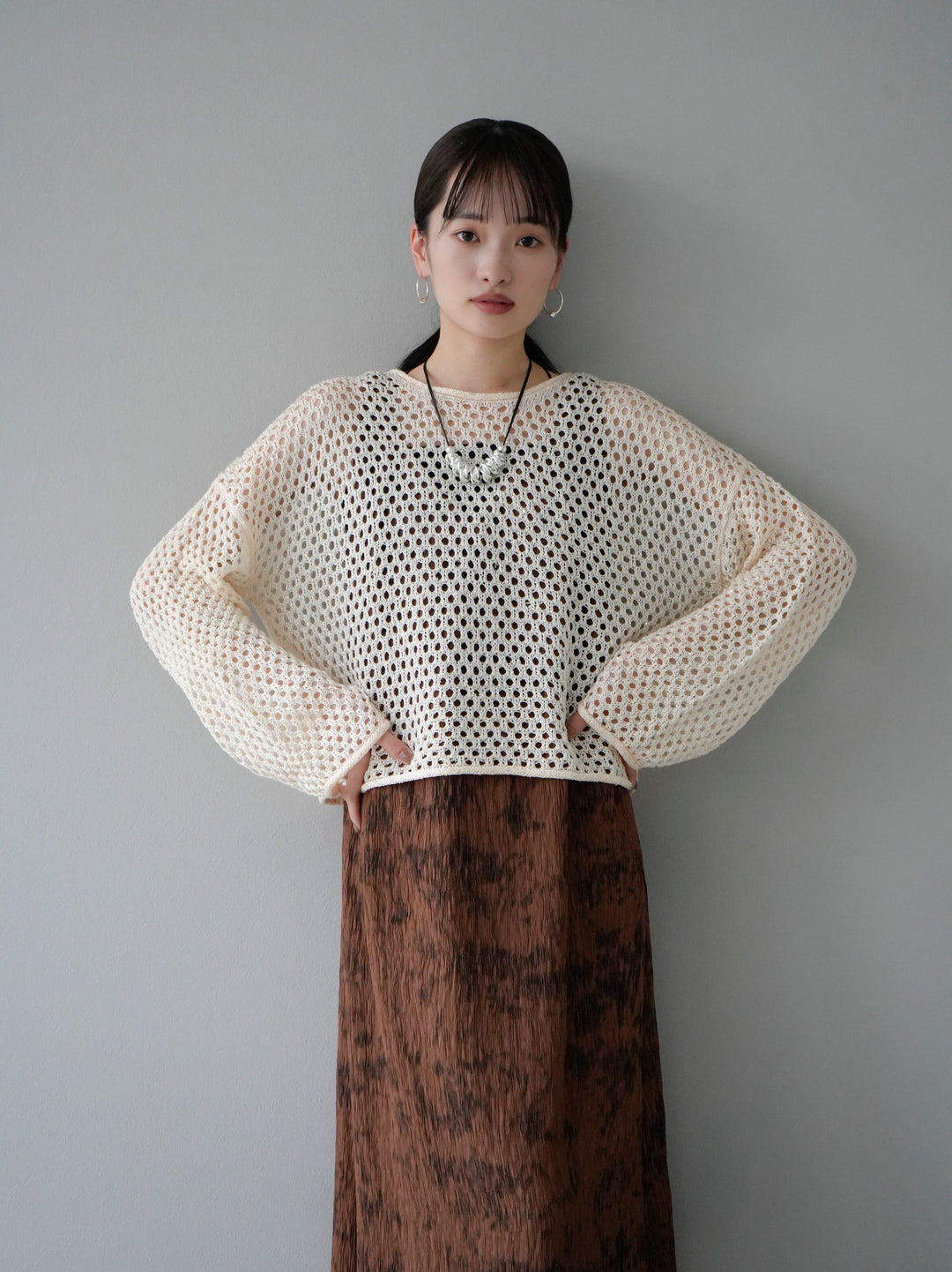 [Pre-order] Sequin Mesh Knit Pullover/Ivory