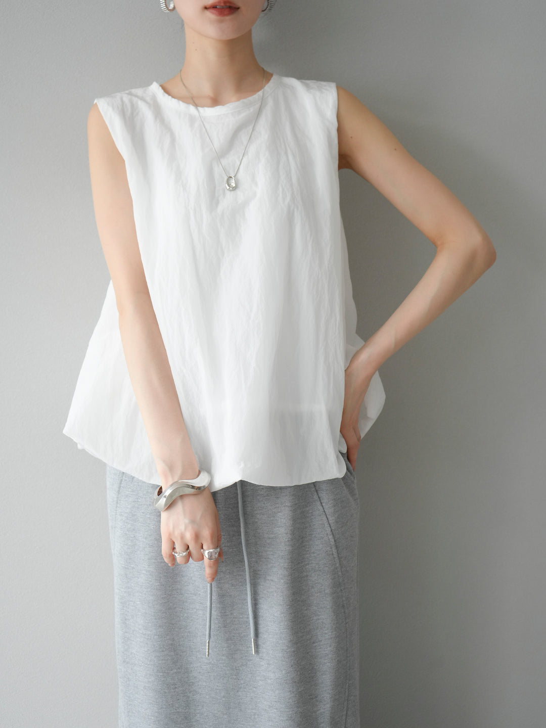 [予約]ワッシャータフタバルーンブラウス/オフ