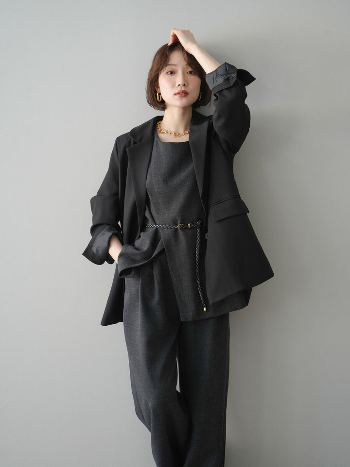 [SET]ベルト付ノースリーブトップス＆ワイドパンツSETUP