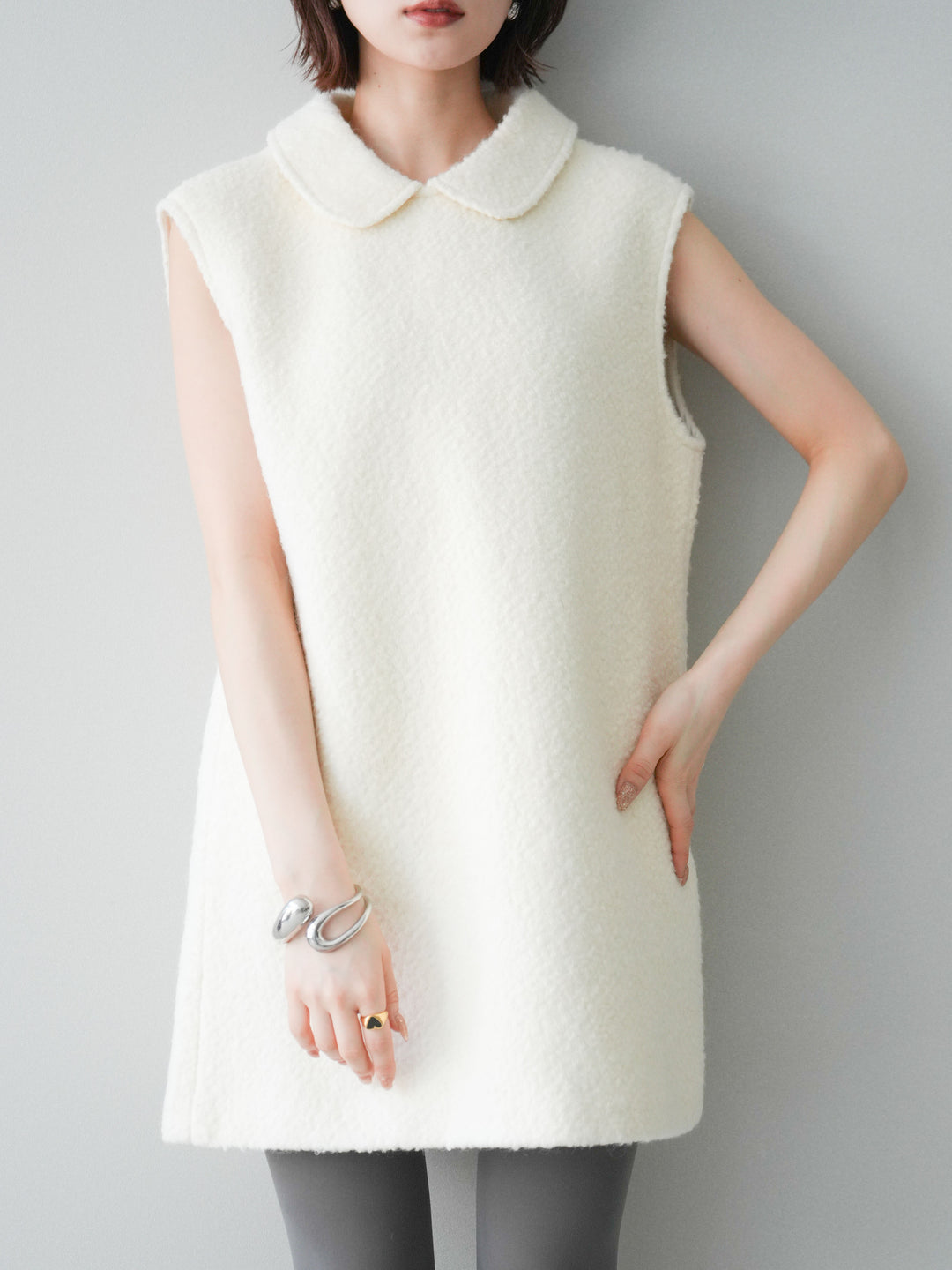 [SET]襟付きブークレミニワンピース+襟付きブークレミニワンピース(2set)