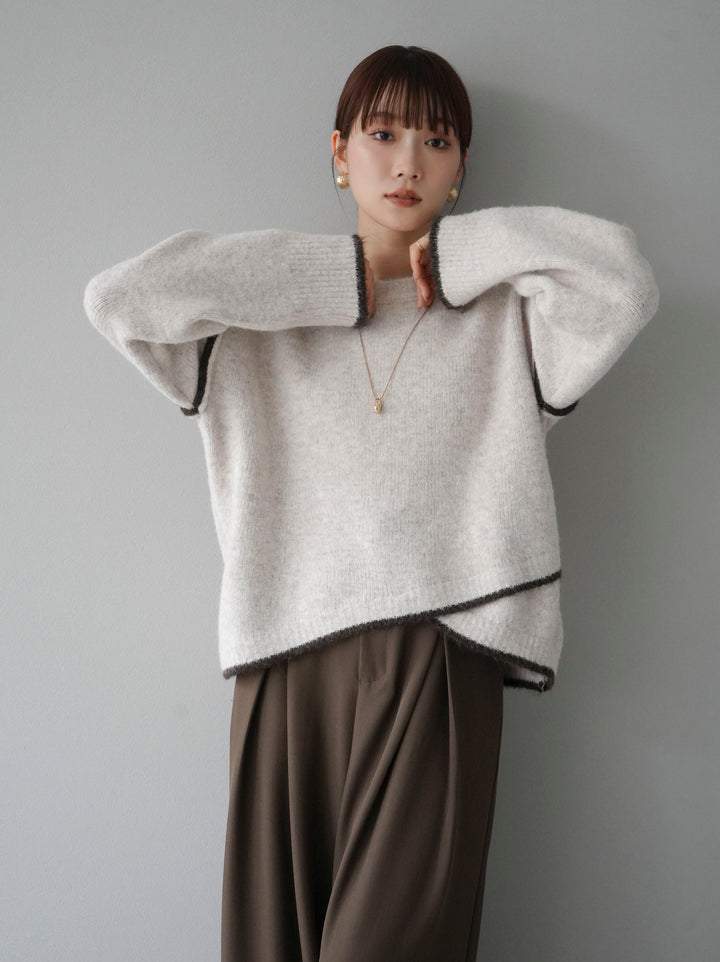 [預訂] 色彩協調針織套頭衫/象牙色
