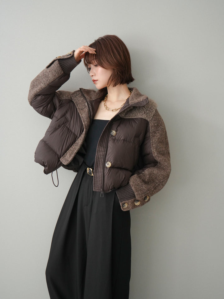 [SET]異素材ダウンジャケット+選べるアクセセット(2set)