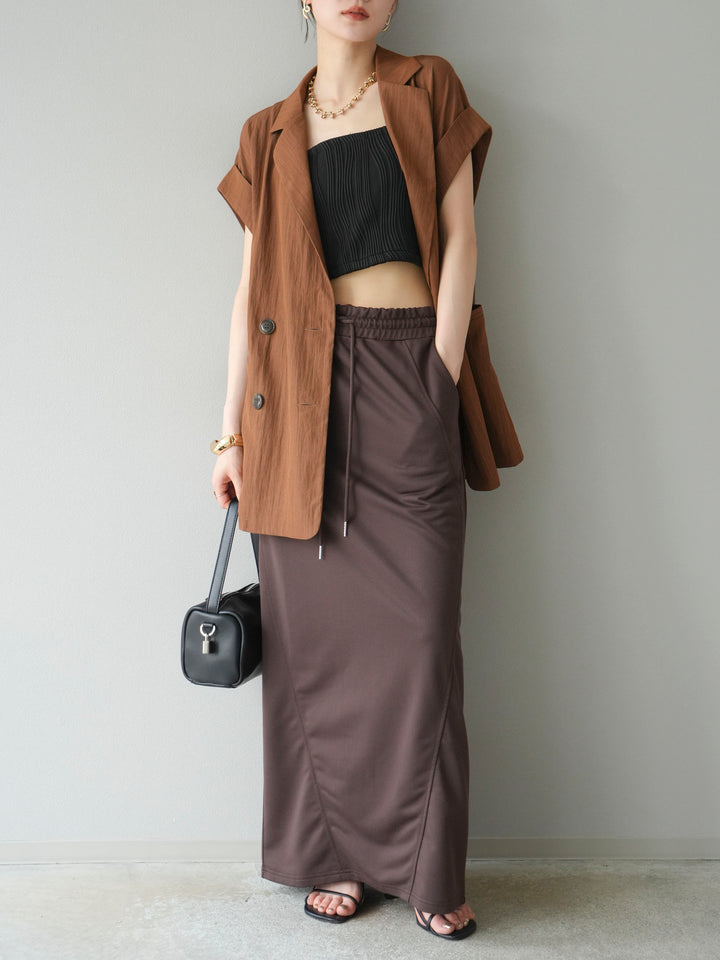 [予約]スウェットロングスカート/ブラウン
