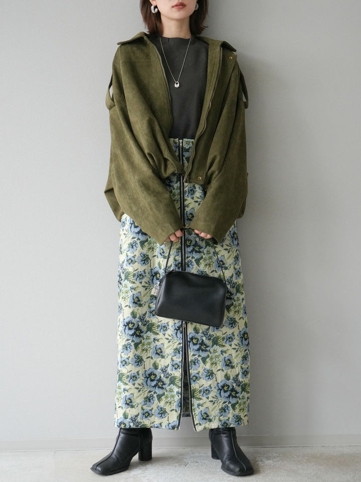 [予約]スウェードオーバーブルゾン/カーキ