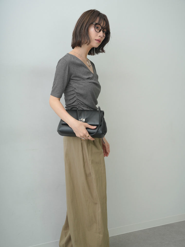 [予約]シアードレープカシュクールプルトップス/gray
