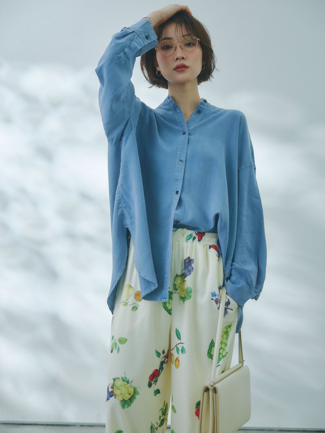 【Allure】[SET]テンセルデニムバックギャザーシャツ+テンセルデニムバックギャザーシャツ(2set)