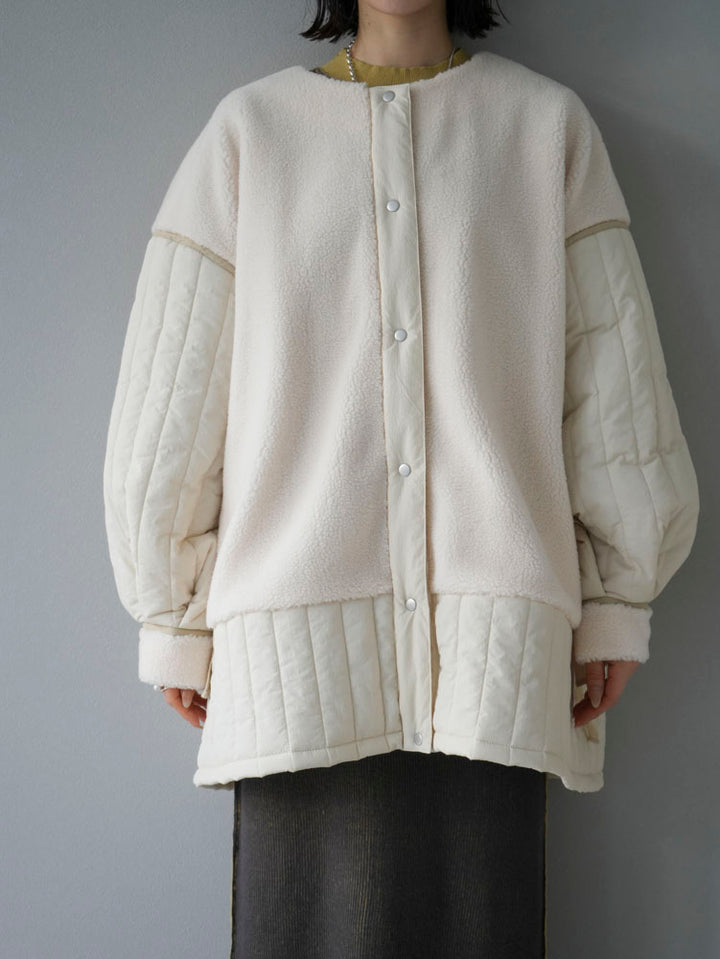 [Pre-order] Boa x quilted side ribbon padded coat/ivory