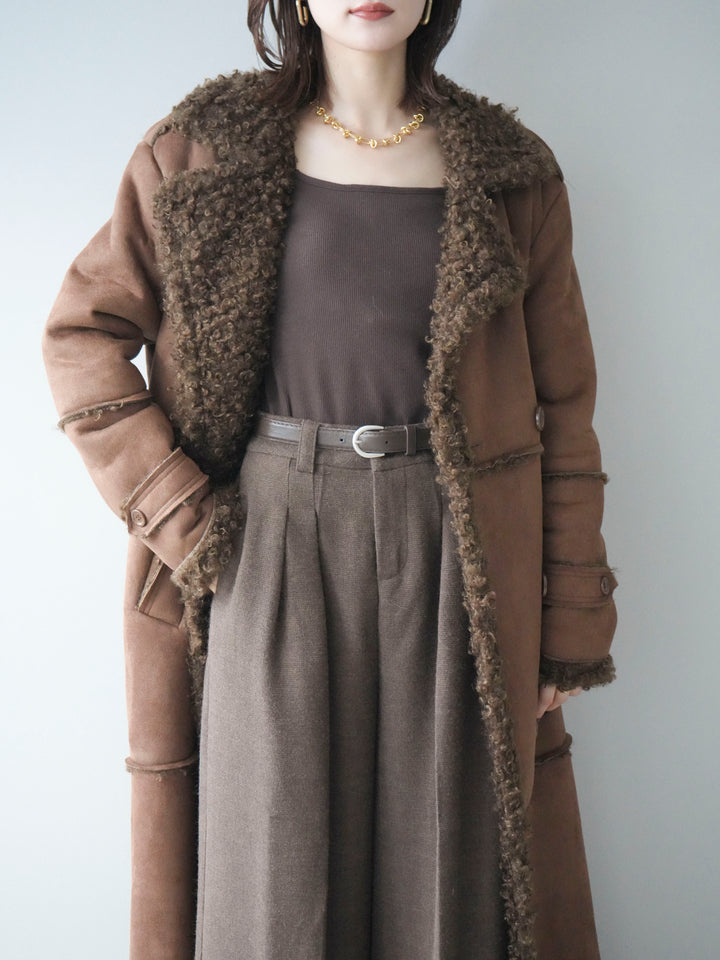 [予約]ムートンロングコート/brown